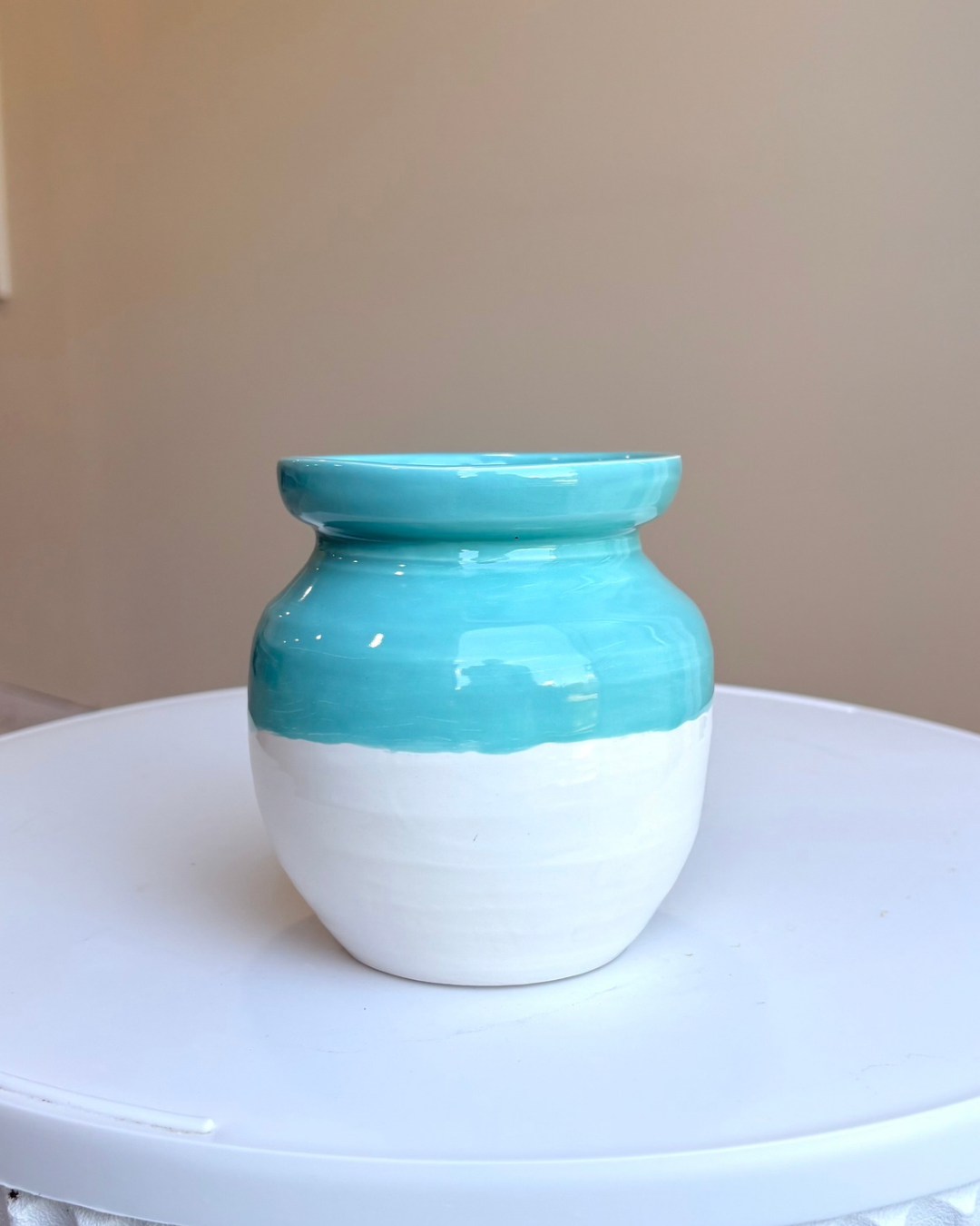 Teal & White Vase